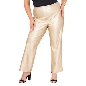 NWT Vince Camuto‎ Camuto Plus Size Vegan Gold Leather Pull On Pants Size 24W